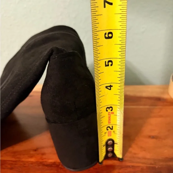 Black Over-the-Knee Block Heel Boots - Picture 9 of 10